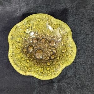 Rare hand blown yellow glass bowl, vintage